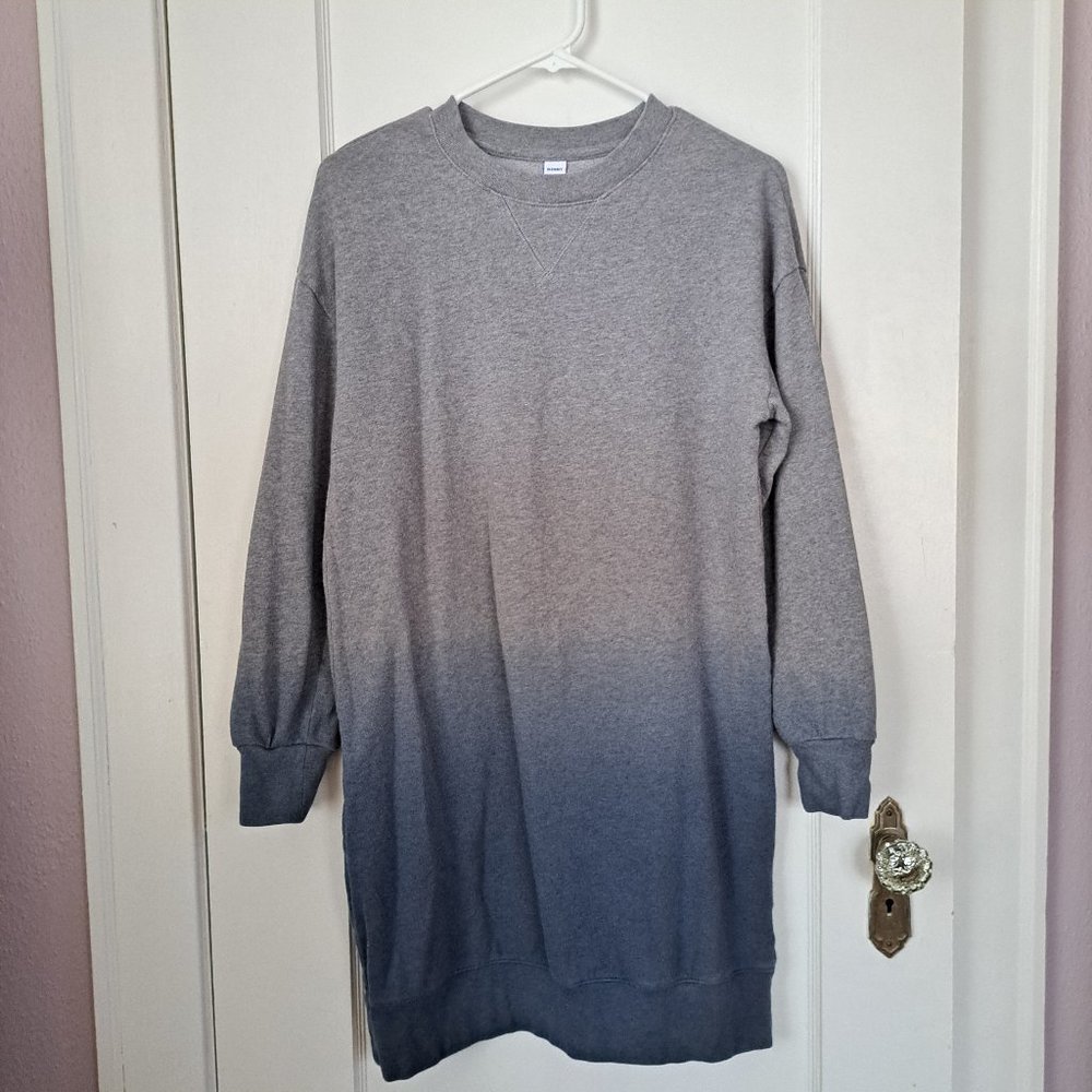 Dip-Dyed French Terry Sweatshirt Shift Dress XS Blue Grey Ombre Old Navy EUC